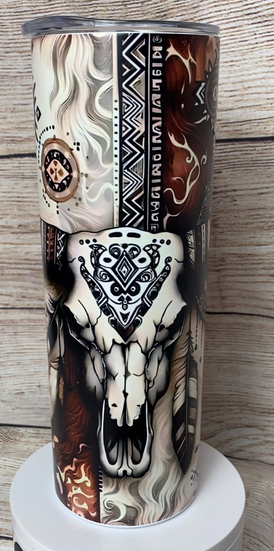 Rustic skull 20 ounce insulated tumbler