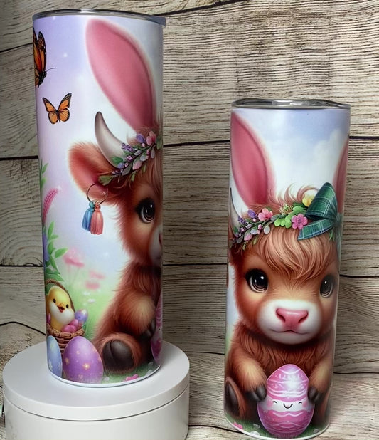 Highland cow Easter eggs 20 ounce insulated tumbler